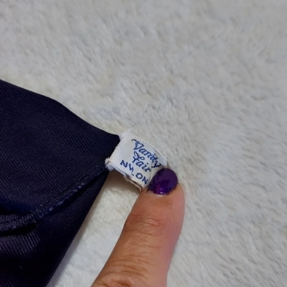 Vintage 40s Navy Blue Vanity Fair Nylon Slip Dress‎